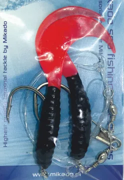 Meerespaternoster Haken 6/0 mit 2 Twister schwarz/rot 7,5cm