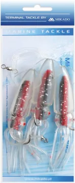 Meerespaternoster Tintenfisch Transparent 6/0  12cm Kalmar dunkel rot/braun transparent